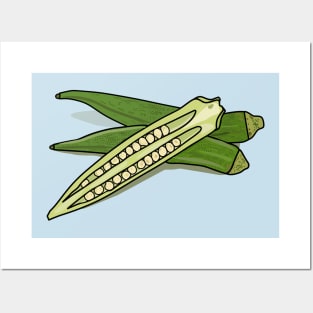 Okra cartoon illustration Posters and Art